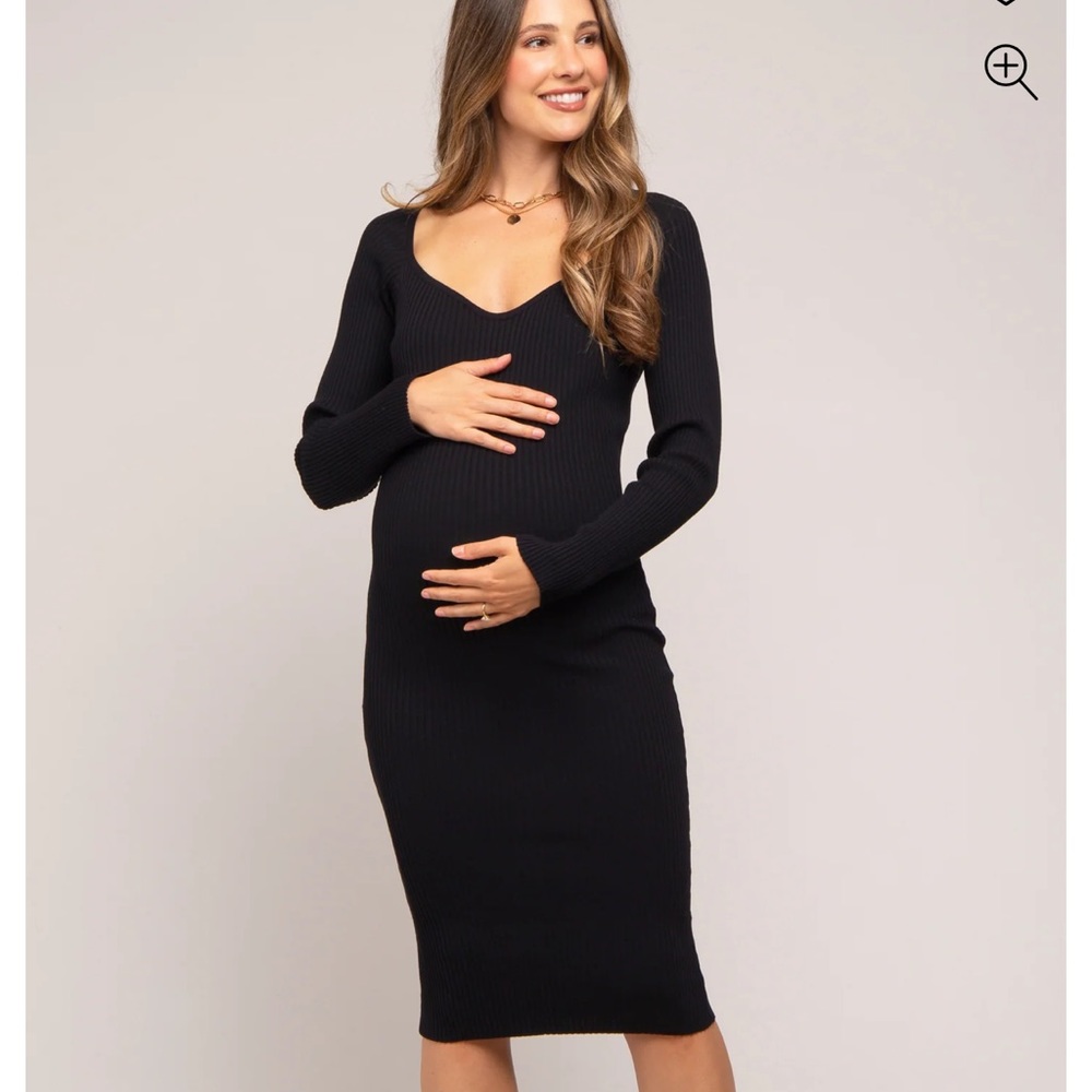 Pink blush Maternity Black Ribbed Fitted Dress M